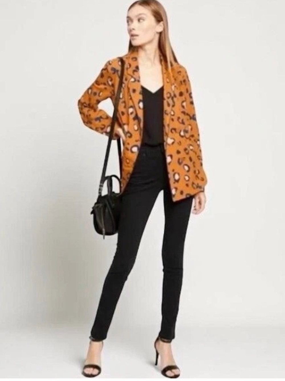 3.1 Phillip Lim Orange Leopard-Print Blazer with Blue and Cream Spots - Picture 4 of 11